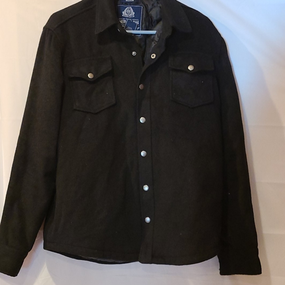 AMERICAN RAG Mens Jacket Shacket Black Medium